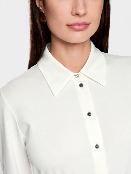 Shirt blouse in stretch cotton