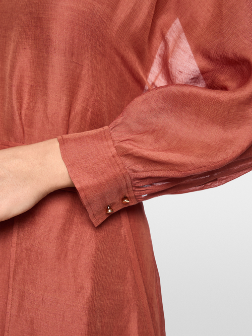 Maxi dress in linen and silk