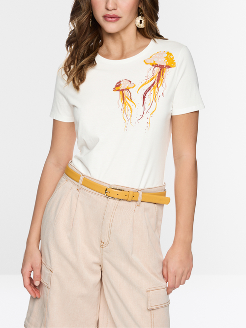 Cotton shirt with jellyfish motif