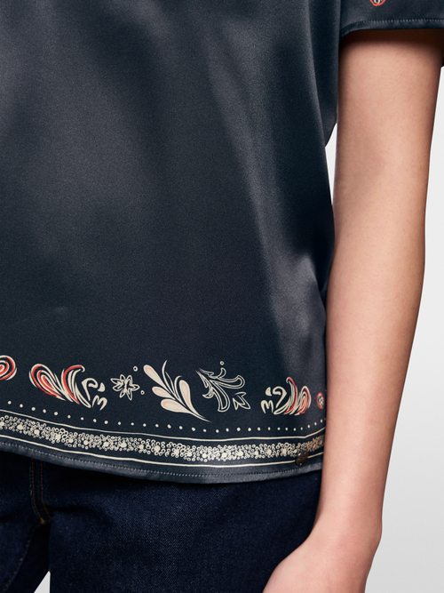 Blended materials blouse shirt