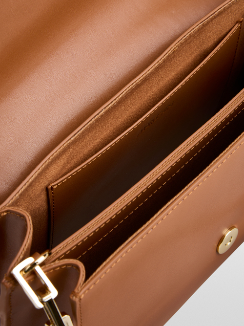 Flap-over shoulder bag with chain