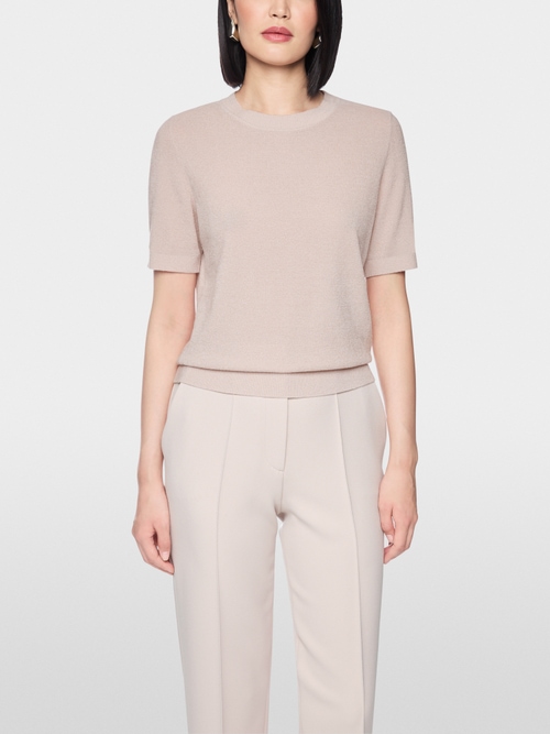 Short-sleeved round neck jumper