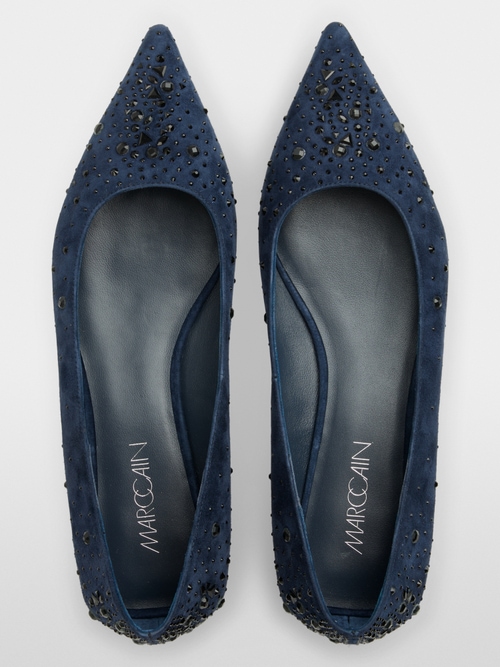 Suede ballerina flats with crystals