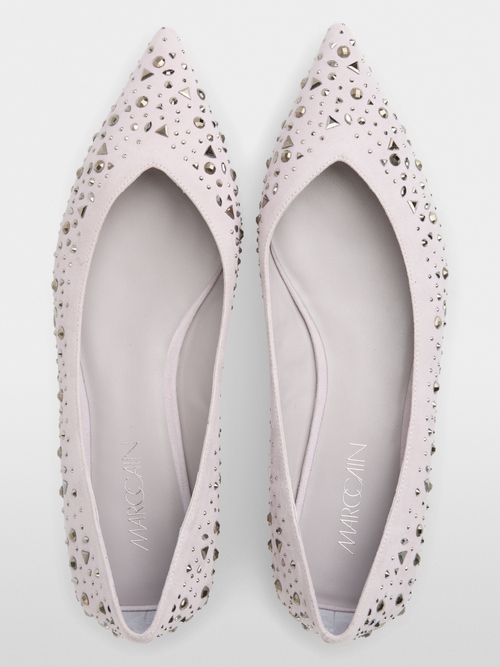 Suede ballerina flats with crystals