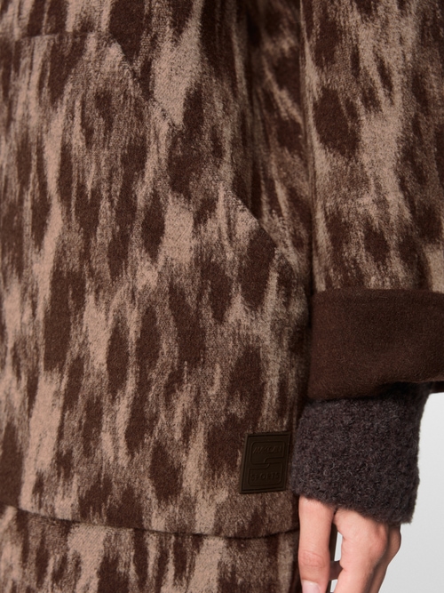 Wool coat with leopard print