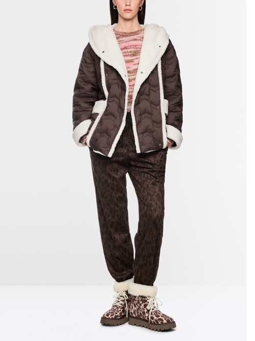 Down jacket with curly teddy fleece