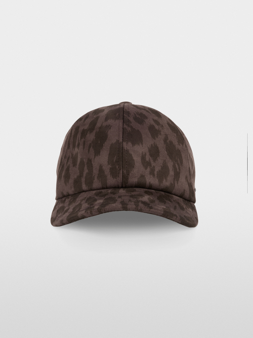 Leopard print cap with adjustable strap
