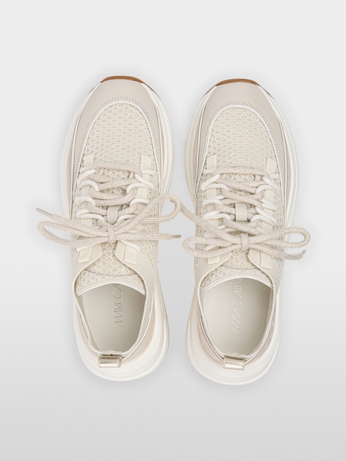 Knit trainers with leather trim