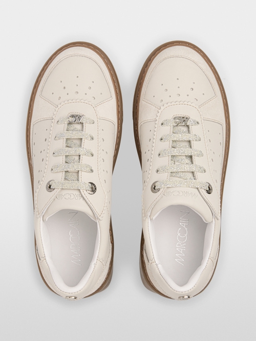 Suede trainers with perforations