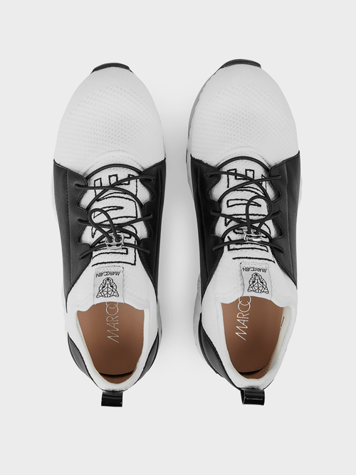 Knitted and leather slip-on trainers
