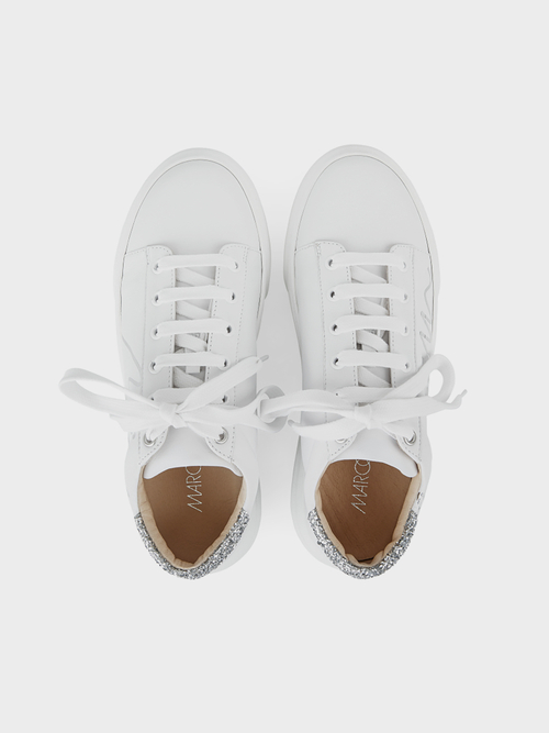 Ledersneaker mit Glitterbesatz