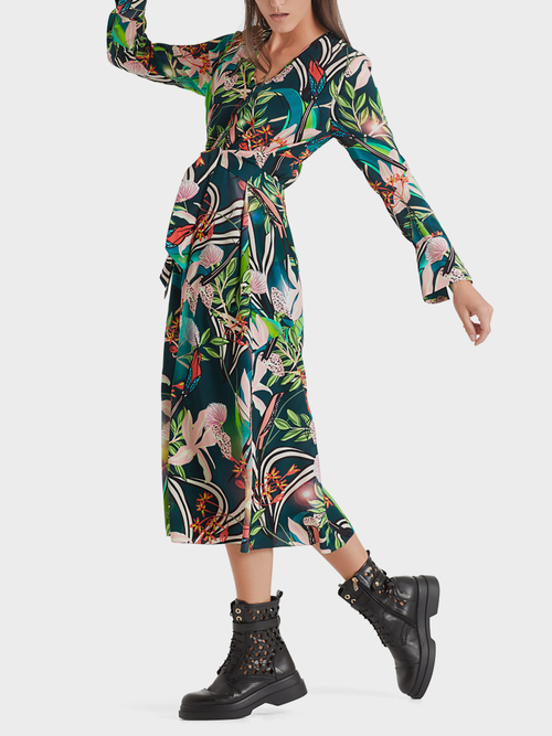 Midikleid aus Viskose und Seide
