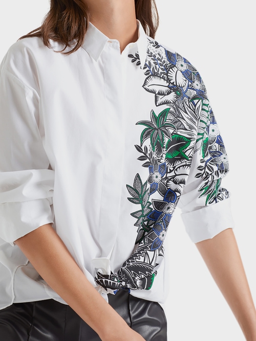 Long chemisier à imprimé tropical