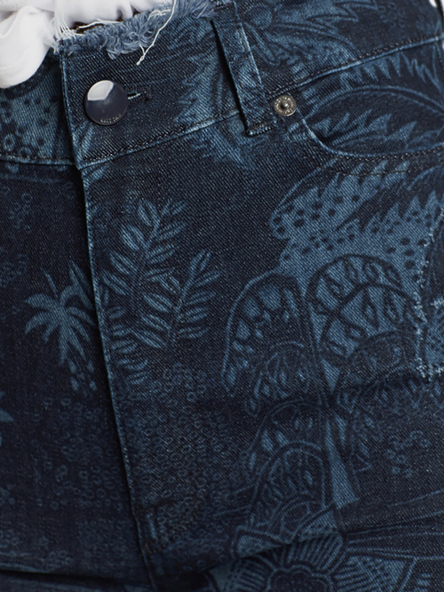 Bedruckte High-Waist-Jeans