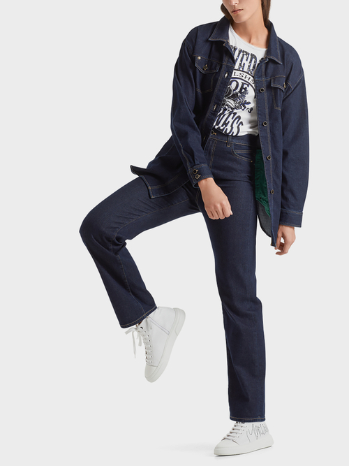 High-Waist-Jeans aus Raw Denim