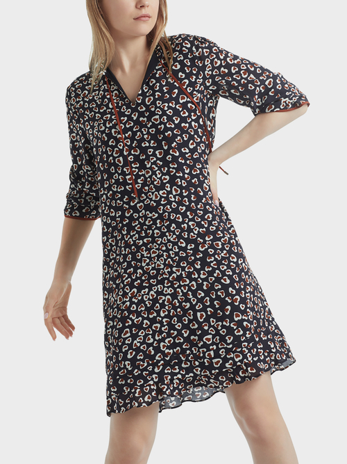 Crepe dress with leopard pattern