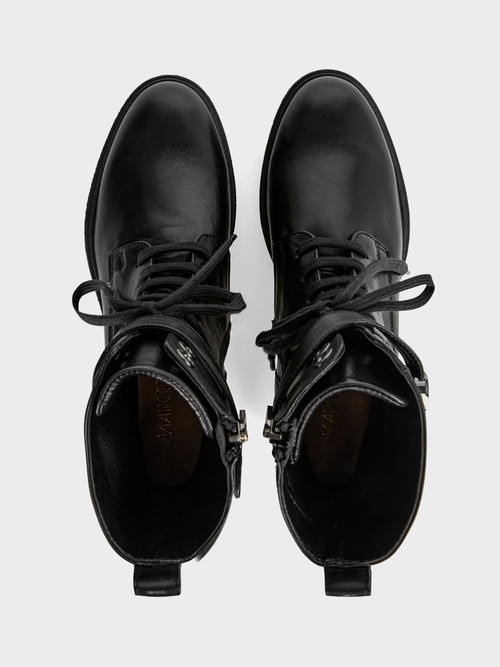 Lace-up booties in smooth leather