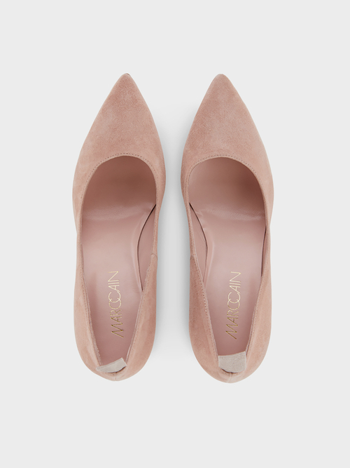 Suede pumps with block heel