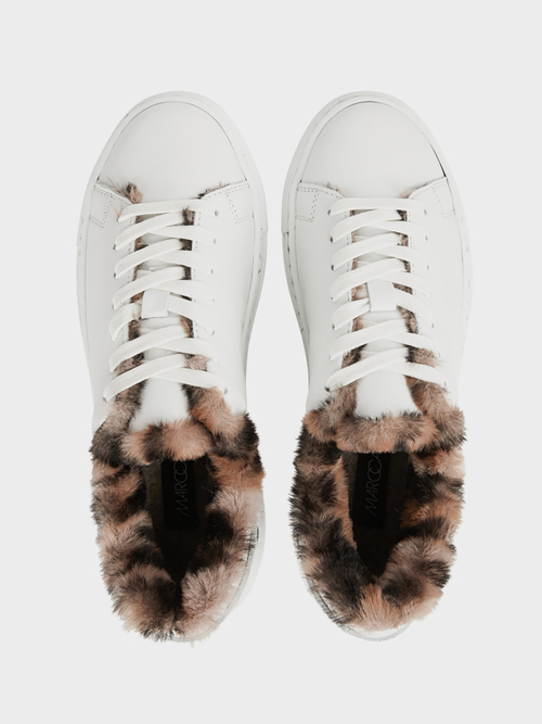 Ledersneaker mit Fun-Fur
