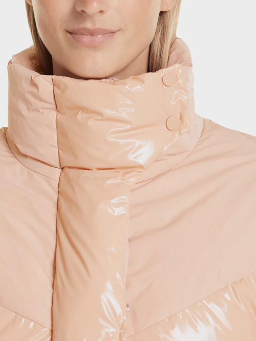 Down coat with a glossy finish