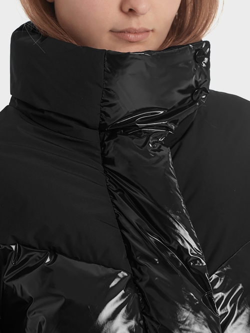 Down coat with a glossy finish