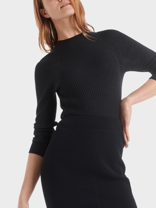 Rippstrickpullover mit Glittergarn