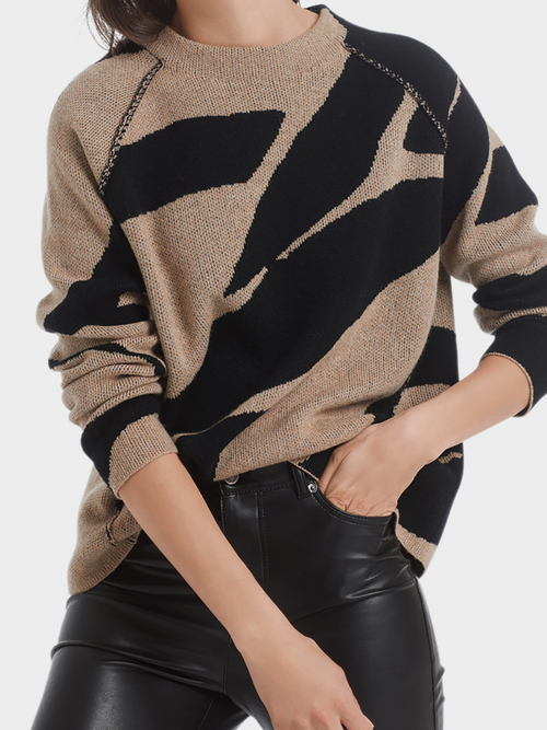Jacquard sweater with cashmere