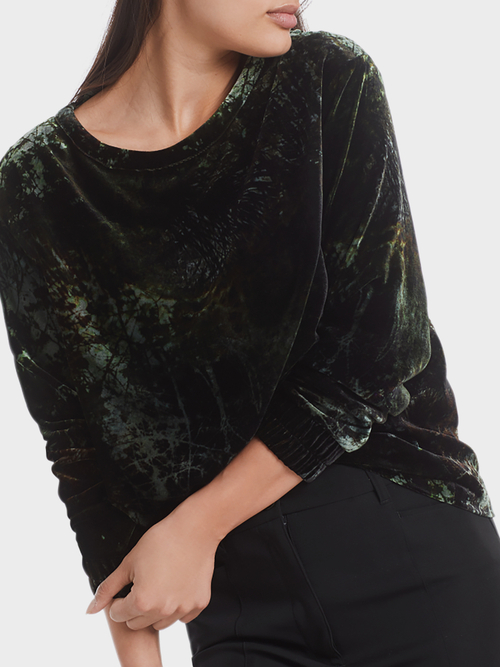 Printed velvet sweatshirt