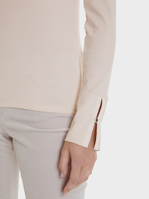 Stand-up collar top in cotton jersey