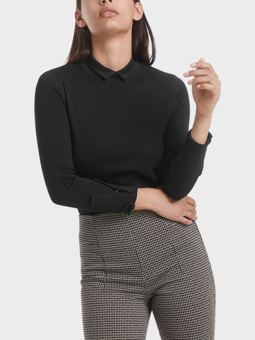 Stand-up collar top in cotton jersey
