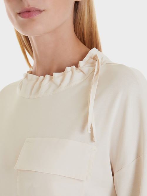 Jersey top with silk appliqués