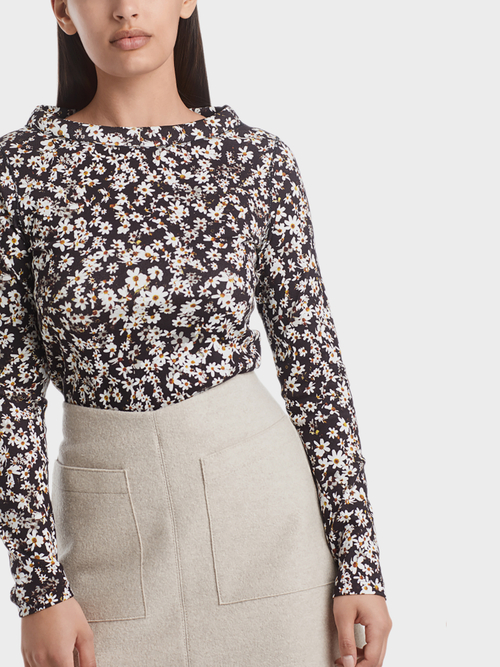 Floral ribbed cotton top