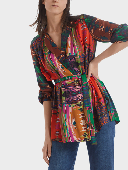 Fließende Wickelbluse aus Satin