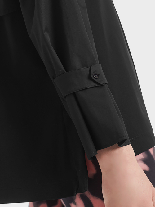 Blouse-style top with material mix