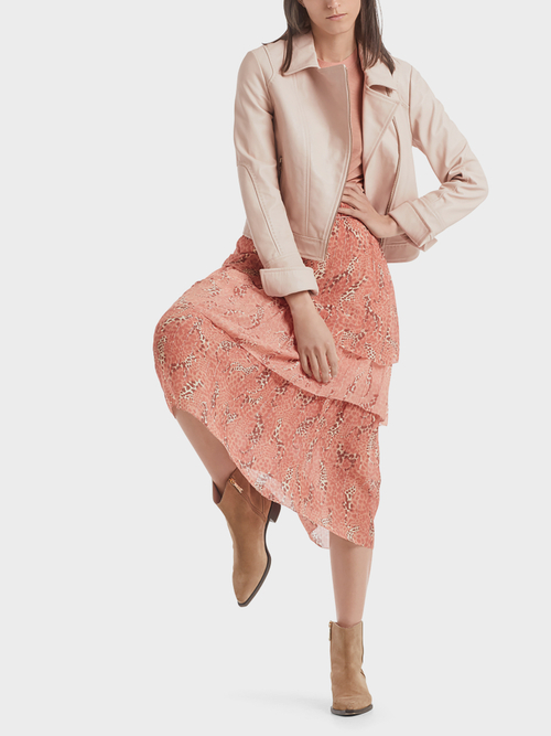 Tiered skirt in viscose and silk
