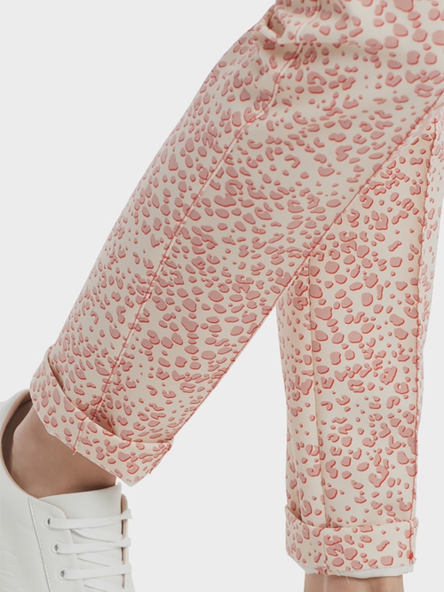 Scuba jersey pants with leopard pattern