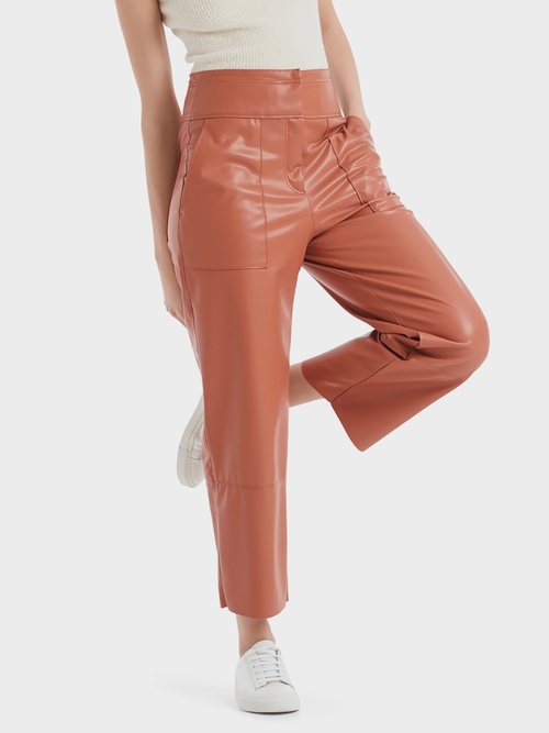 Pantalon taille haute en similicuir