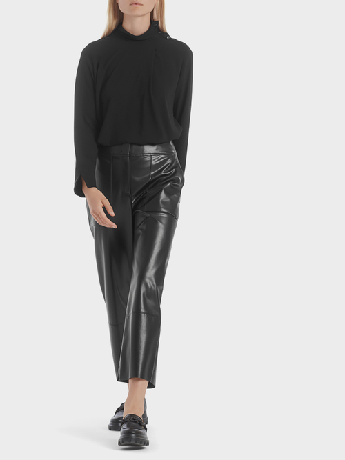 Pantalon taille haute en similicuir