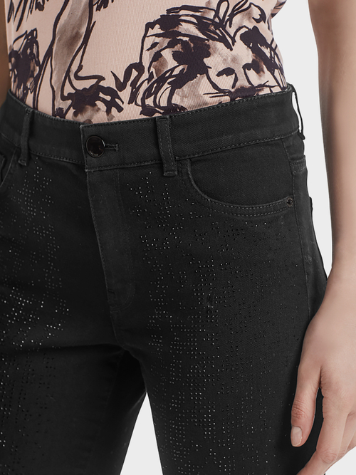 Drainpipe jeans with glitter effect