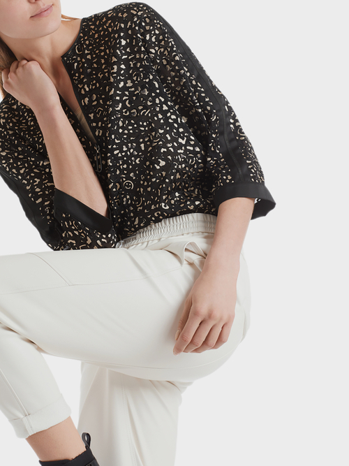 Devoré blouse with icon/leopard print