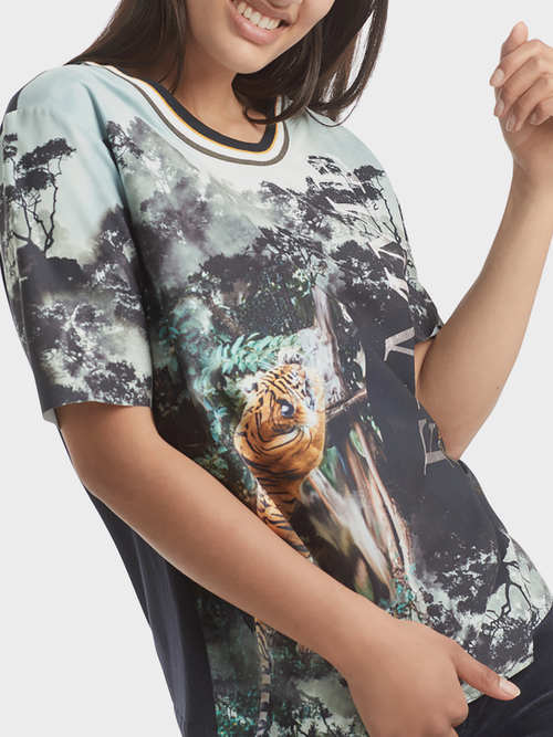 Tee-shirt chemisier à motif jungle