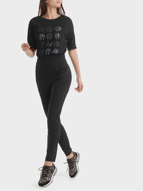 Stretch pantalon met overlocksiernaden