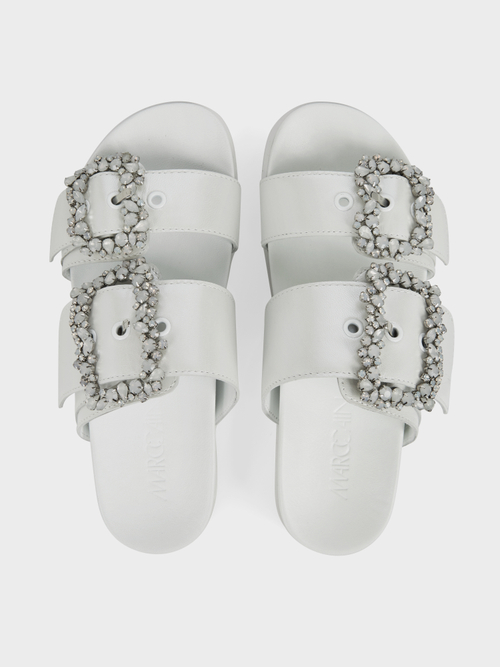 Footbed sandals with rhinestones