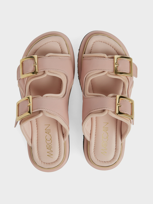 Footbed sandals in a material mix