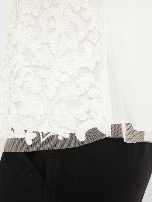 Lace blouse with pearl embroidery