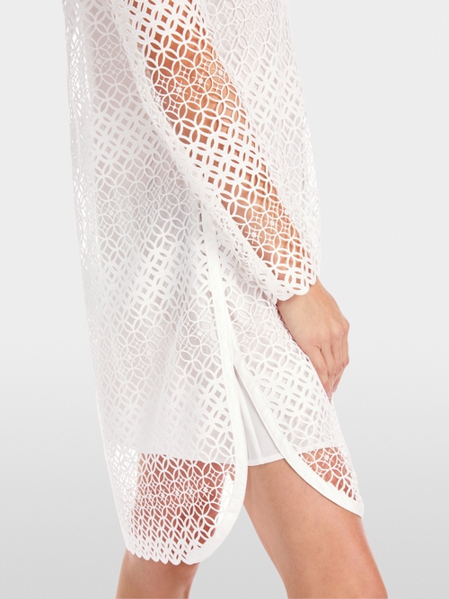 Short shirt dress in perforated lace