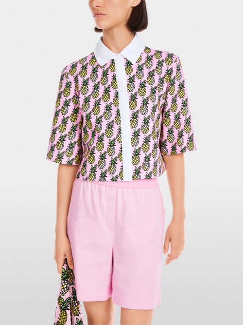 Cropped scuba jersey blouse