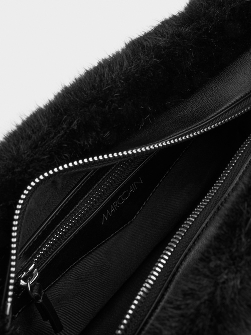 Faux fur shoulder bag