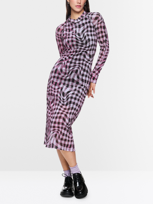 Midi dress in mesh look