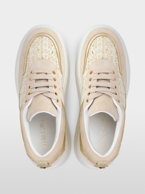 Platform sneakers with glitter and gold